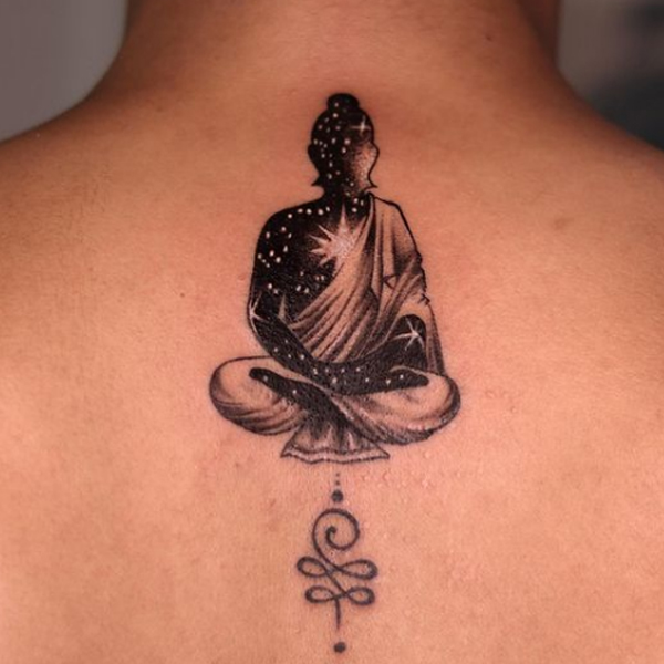 Fabulous buddha universe and unalome tattoo
