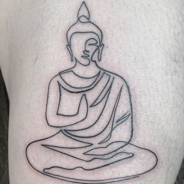 Elegant one line buddha design tattoo