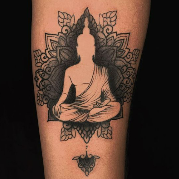 Pretty buddha with mandala flower