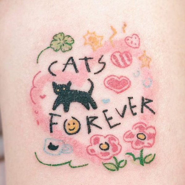 A creative doodle art cat design