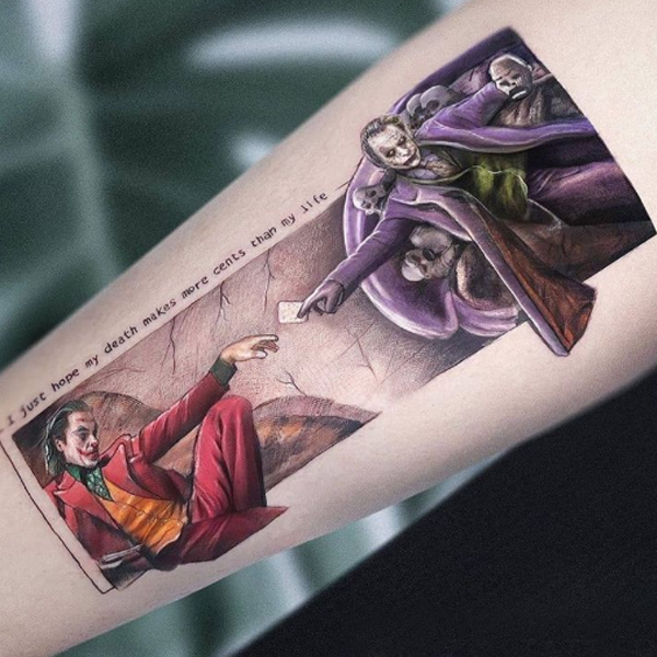 Creatively customize joker's colorful tattoo