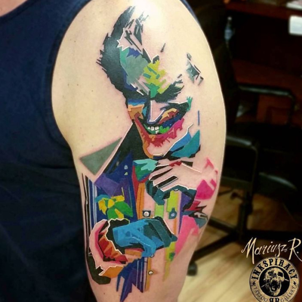Awesome abstract art joker tattoo