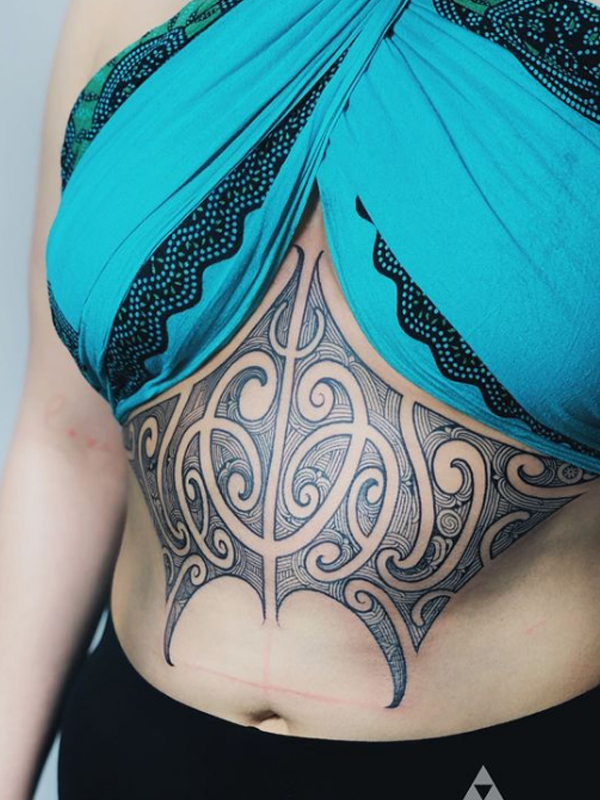 Beautiful Maori traditional ribs tattoo design