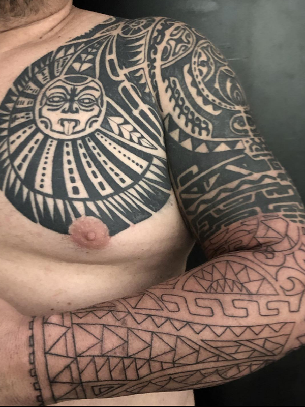 Fabulous Maori Chest to full sleeve tattoo