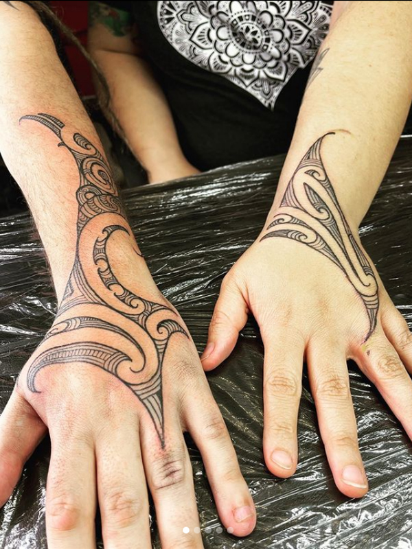 Beautiful Fine line Maori design tattoo for hand