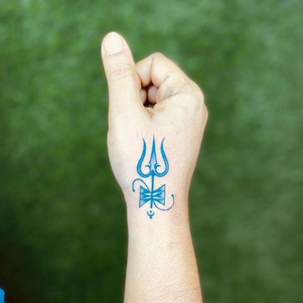 Beautiful trishul small tattoo for hand