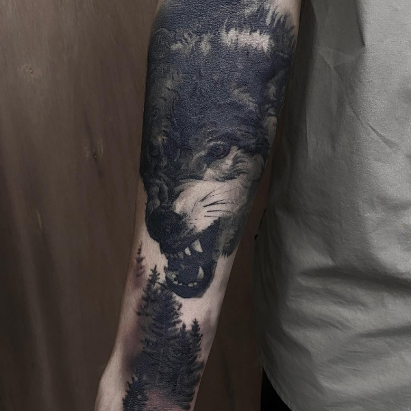 Incredible Wolft full sleeve tattoo designs