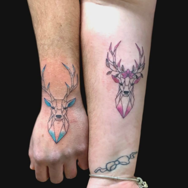 Beautiful Deer tattoo in line art style