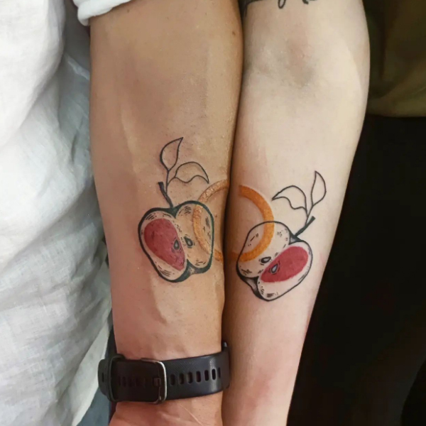 Creative apple of my eye matching tattoo