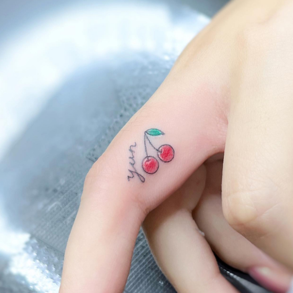 fine cherry fruit tattoo