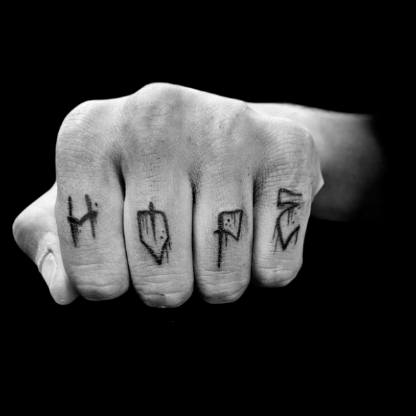 Bold hope word tattoo for men