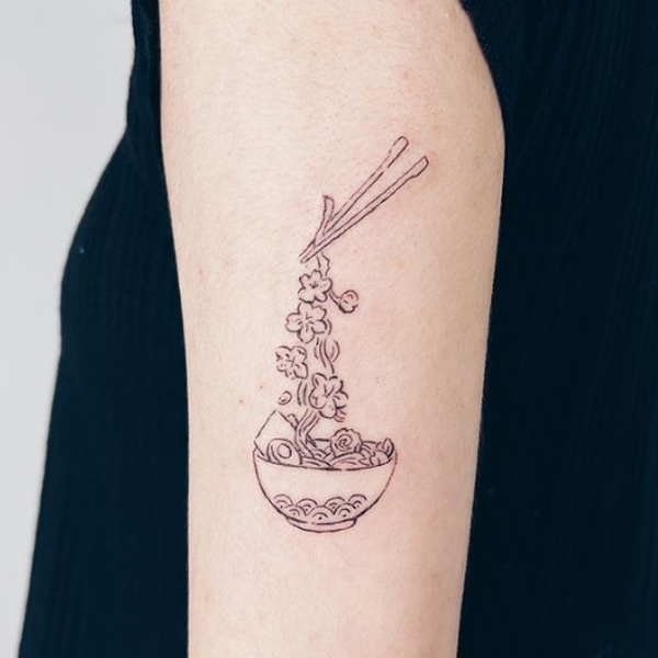  line art soup tattoo