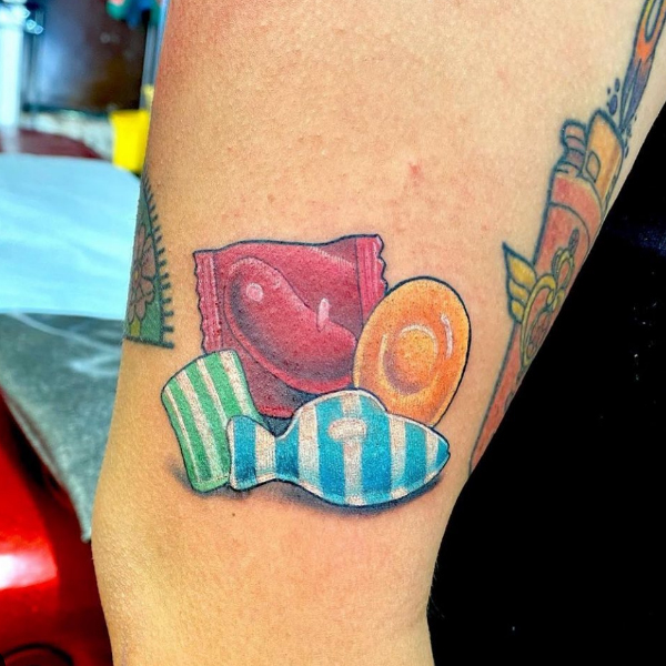 lovely candy tattoo for candy lover