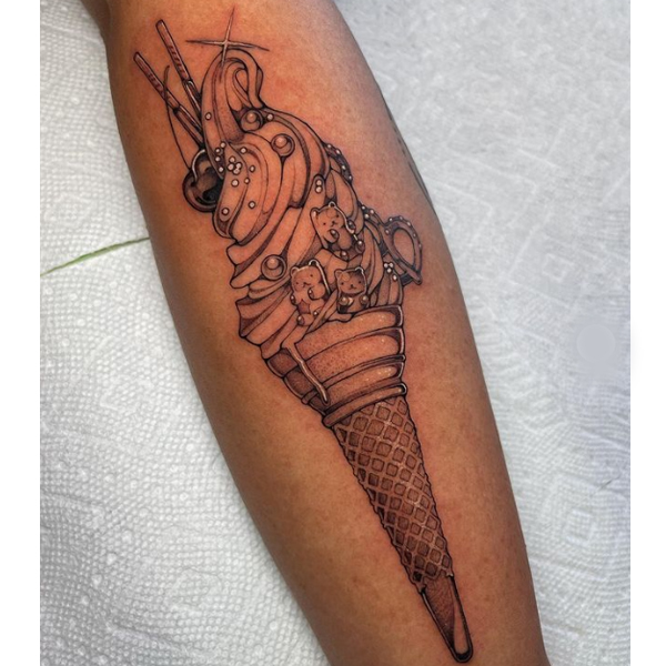 fantastic ice-cream cone tattoo