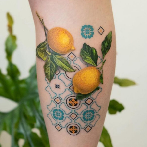  beautiful art with lemon tattoo