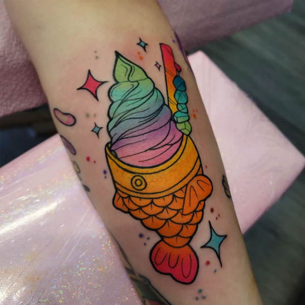  cool rainbow ice-cream tattoo idea