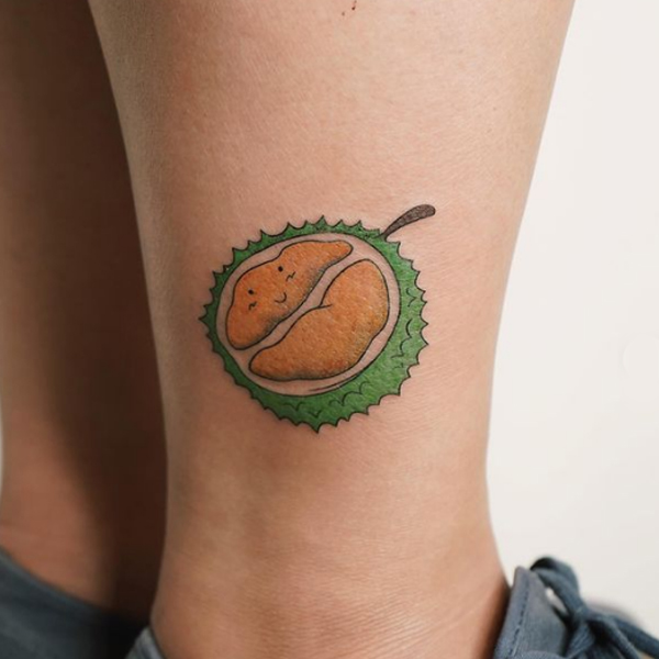 small half-cut durian fruit tattoos design