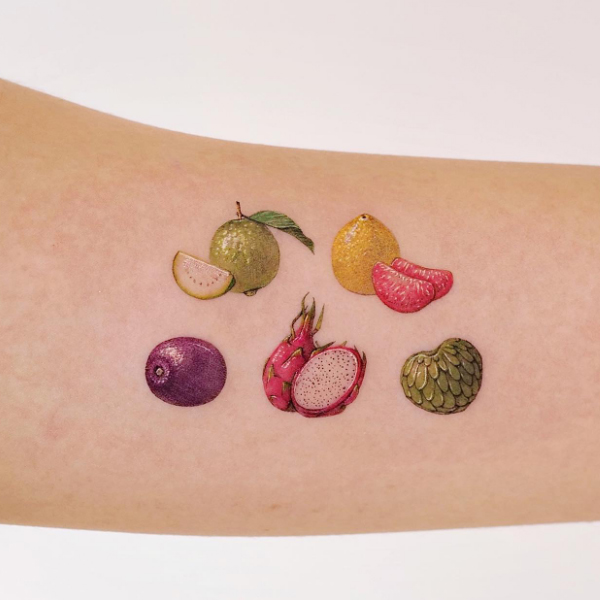 minimal fruit tattoo design 