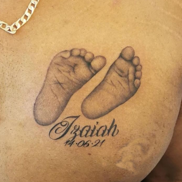 Elegant Baby footprint and name tattoo for parents