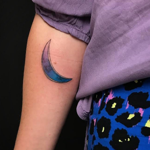 Creative moon small colorful tattoos