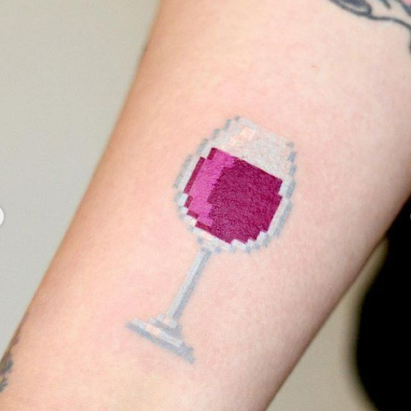 Splendid Pixel Wine glass tattoo