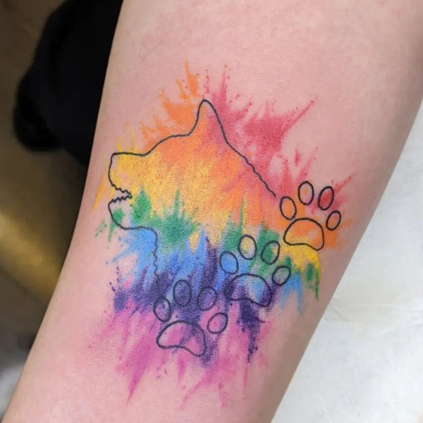 Rainbow Colorful dog line art