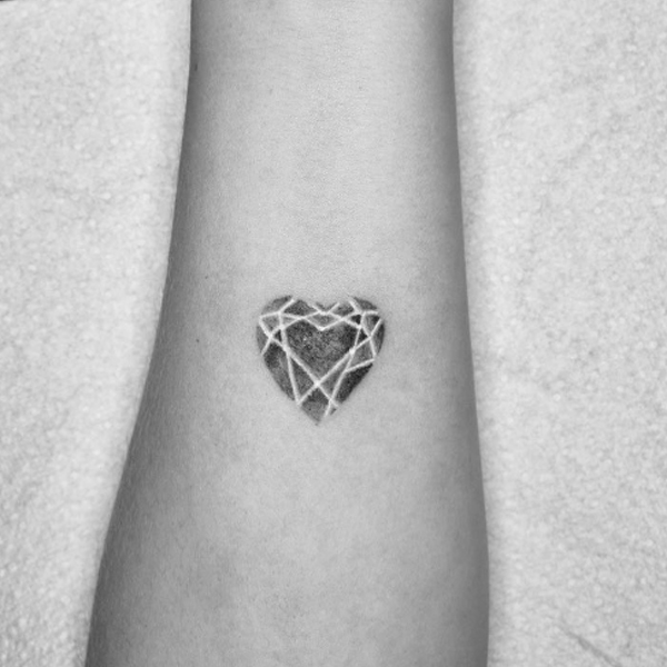 Classy diamond-style heart tattoo