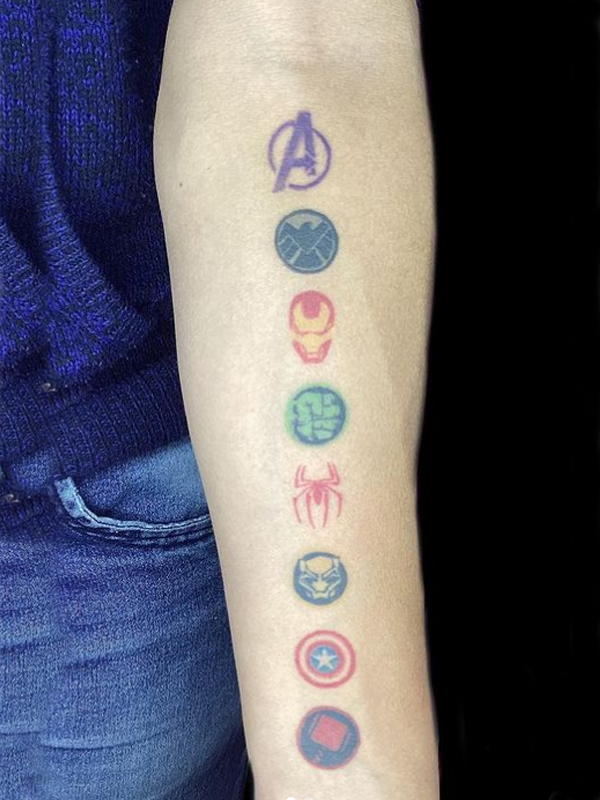 Amazing Avengers Superhero logos design tattoo