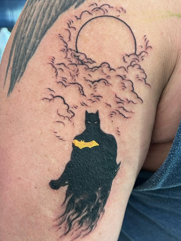 Stunning Black batman tattoo on the bicep