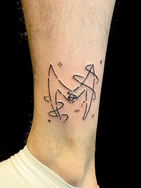 Fine line art wanda vision logo tattoo