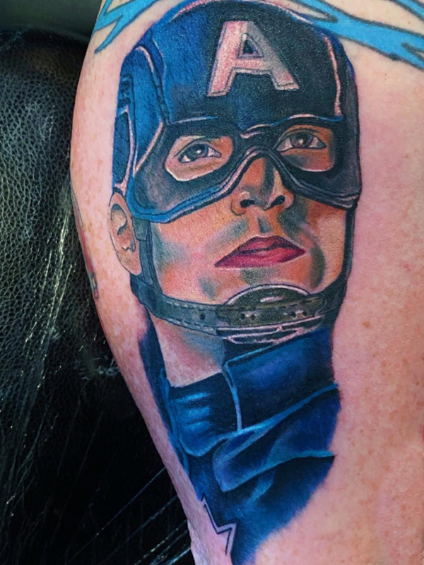 Dazzling Captain America Portrait tattoo