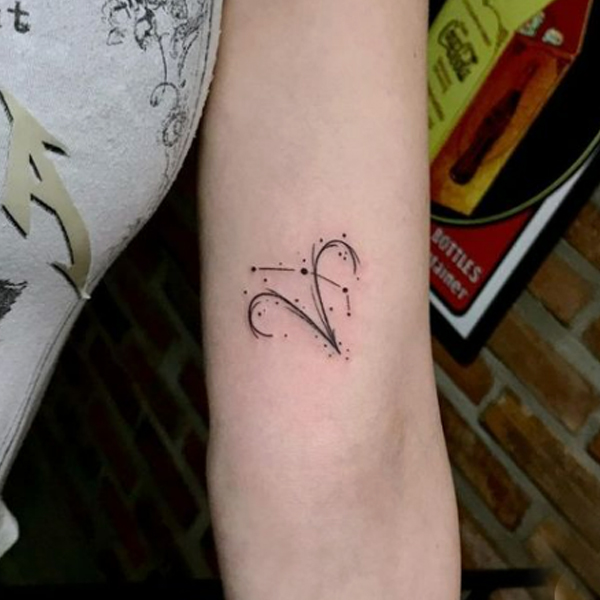 Beautiful customize v-letter and zodiac sign tattoo
