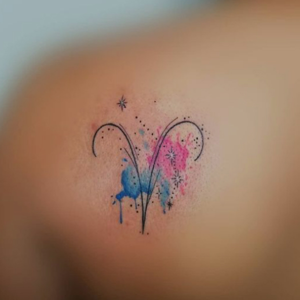 Awesome v-letter water color tattoo design