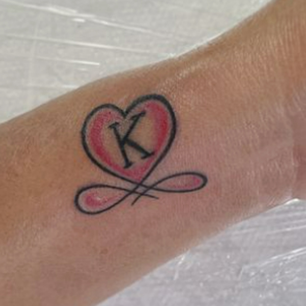 Awesome K-alphabet and infinity tattoo design