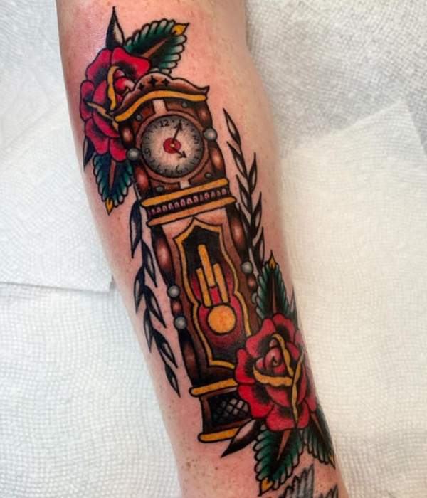 Neo-traditional Clock tower tattoo design