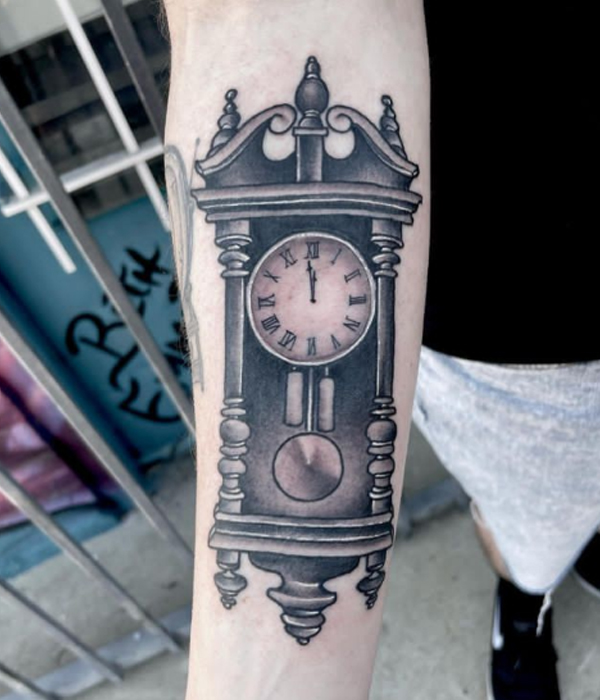 Black and grey grandfather clock antique design