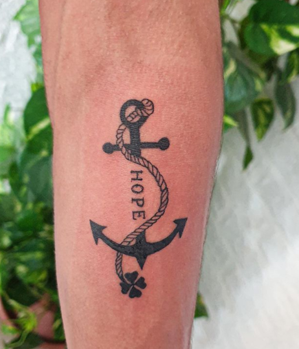 Awesome anchor and hope word tattoo