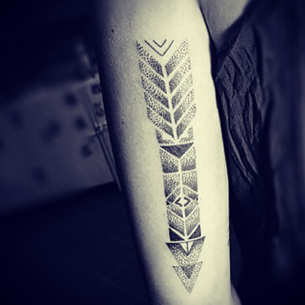 Black arrow dot work tattoo design