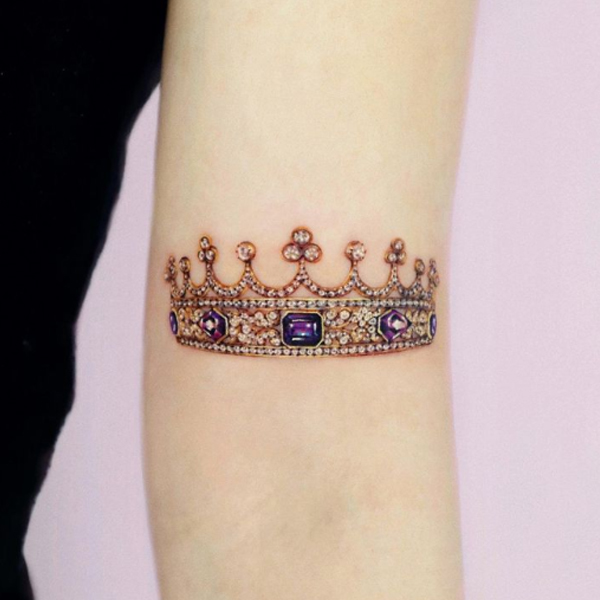 Queen Victoria's sapphire and diamond crown tattoo