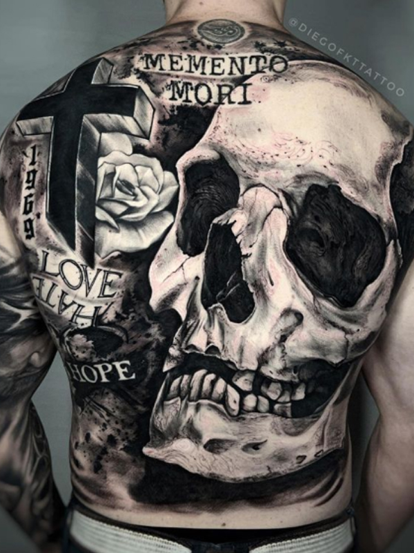 Incredible Black detailing skull tattoo design