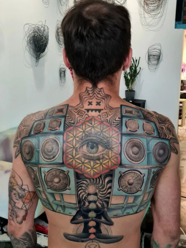 Beautiful Chakra, third eye colorful tattoo design 