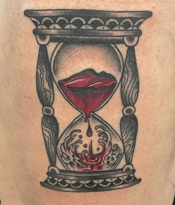 Awesome colorful hourglass tattoo design