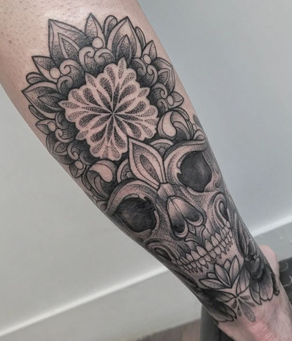 Beautiful skull mandala tattoo design