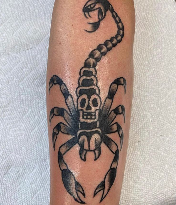Pretty skull Scorpio tattoo design