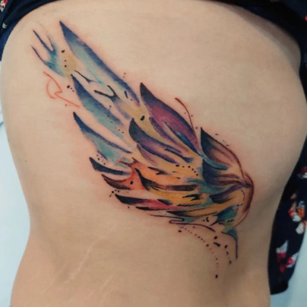 Creative Customize colorfully wing design tattoo