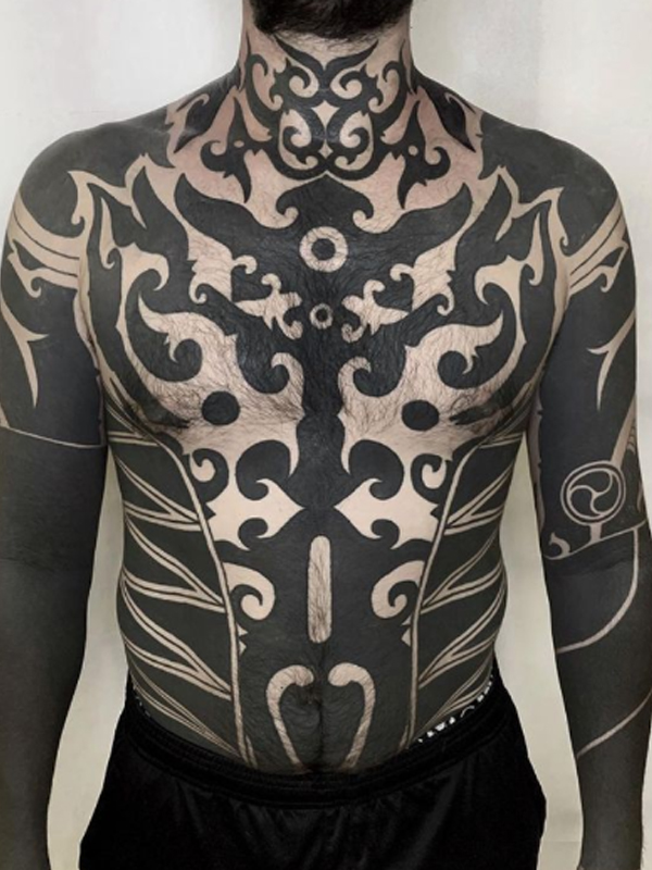 Awesome full body tribal tattoo design