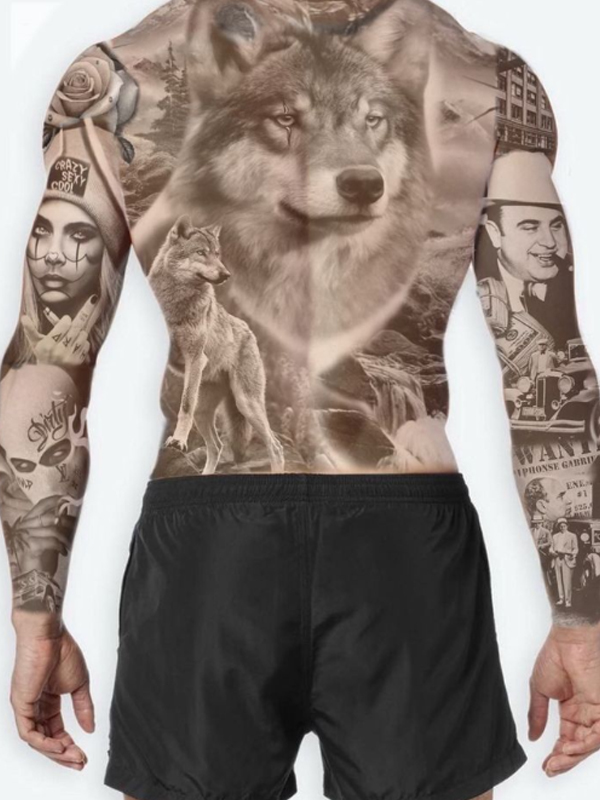 Awesome hyper-realism full body wolf tattoo design