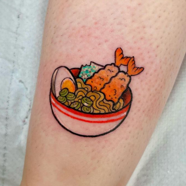 Fantastic mini ramen, creative food tattoo