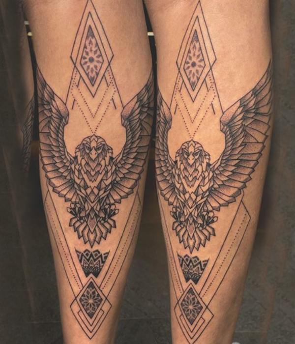 Stunning abstract eagle, leg tattoo design