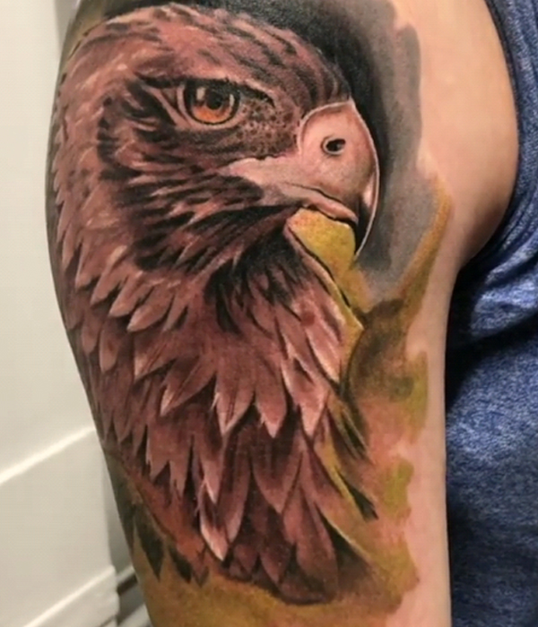 Gracious eagle watercolor style tattoo design